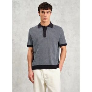 Barclay Vintage Polo Shirt in Navy Blue Micro Stripes Sz Medium